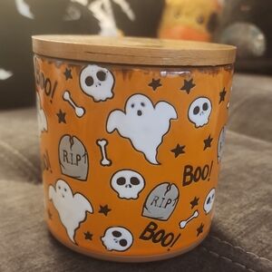Halloween Themed Orange Jar With Wooden Lid